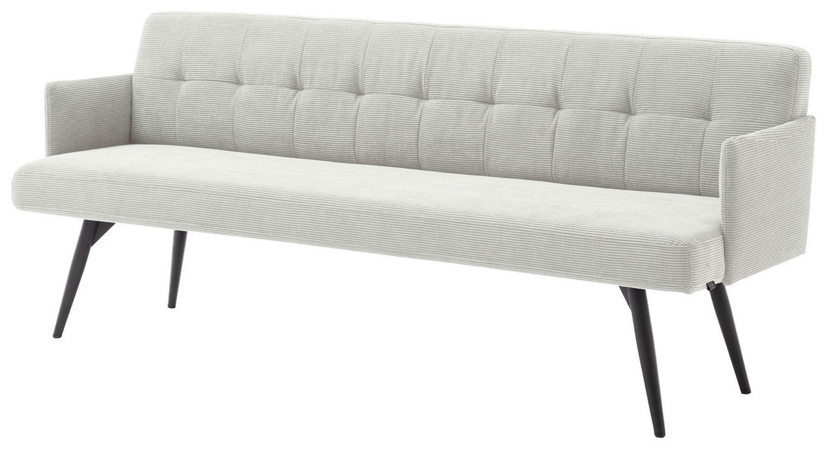 SITZBANK 206/85/69 cm Cord Hellgrau Metall  - Hellgrau/Schwarz, Design, Textil/Metall (206/85/69cm) - Johann Jakob