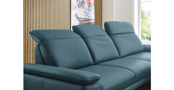 ECKSOFA in Echtleder Blau  - Blau/Schwarz, Design, Leder/Metall (332/193cm) - Dieter Knoll