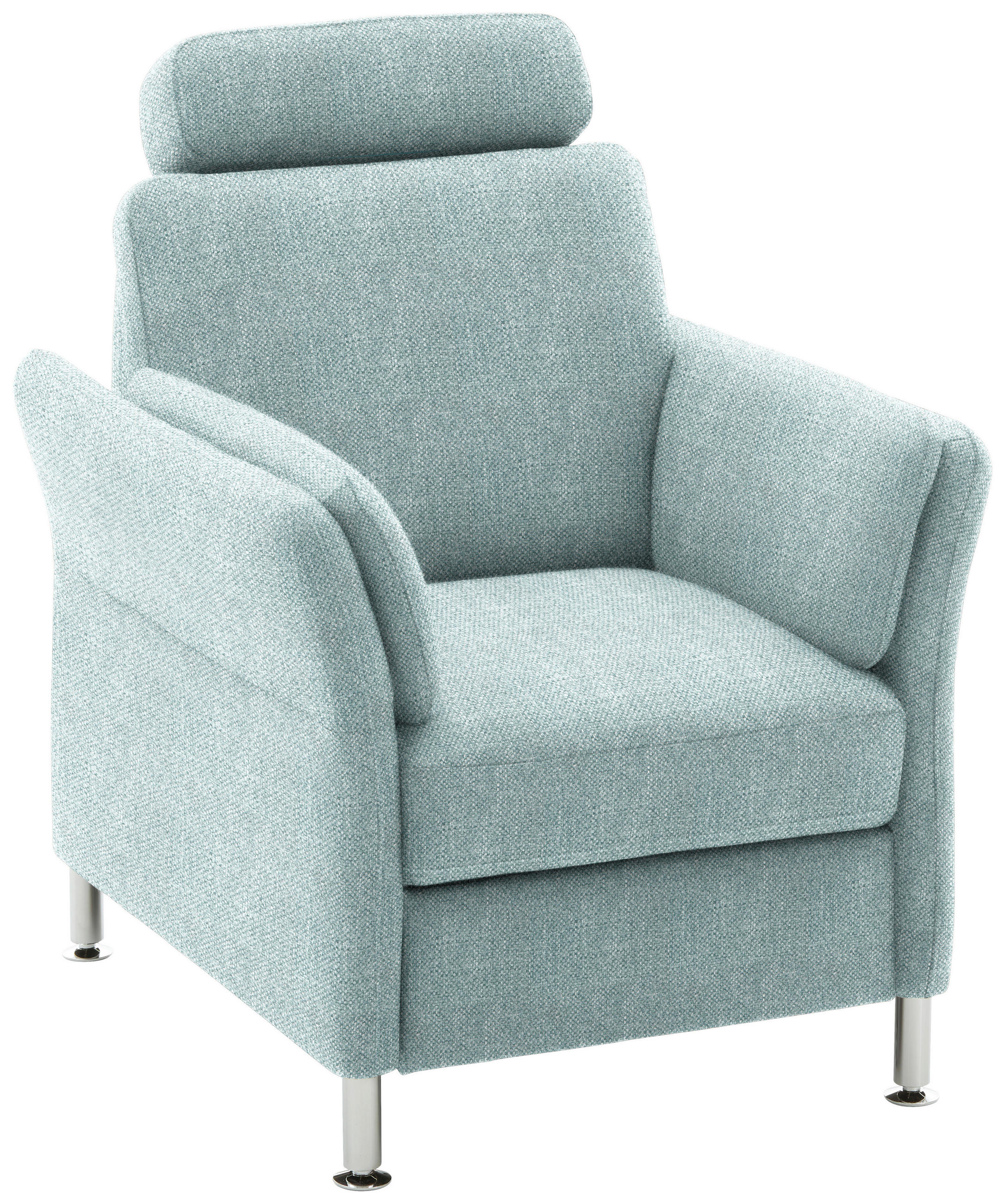 SESSEL in Flachgewebe Hellblau  - Chromfarben/Hellblau, Konventionell, Textil/Metall (86/87/93cm) - Beldomo System