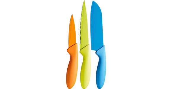 MESSERSET 3-teilig  - Blau/Orange, Basics, Kunststoff (28,5cm) - Boxxx