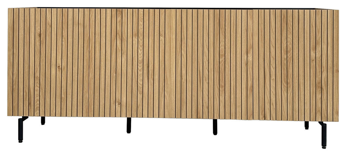 SIDEBOARD LINO  in 181/75/40 cm  - Eichefarben/Schwarz, Design, Holzwerkstoff/Metall (181/75/40cm) - Xora