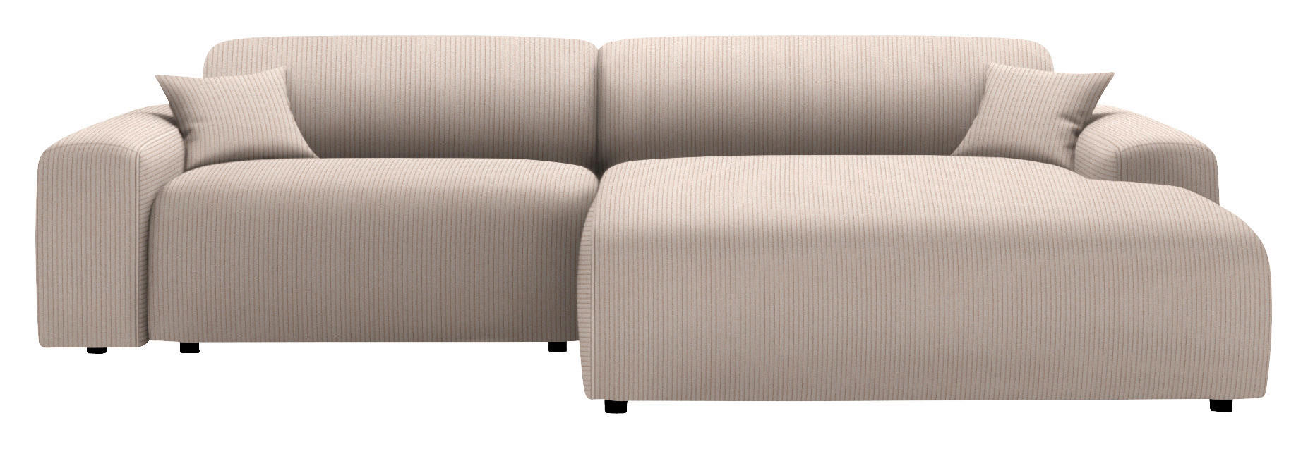 ECKSOFA in Velours, Feincord Beige  - Beige/Schwarz, Design, Kunststoff/Textil (292/178cm) - Livetastic