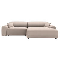 ECKSOFA in Velours, Feincord Beige  - Beige/Schwarz, Design, Kunststoff/Textil (292/178cm) - Livetastic