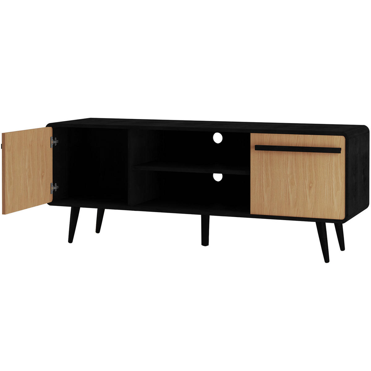 LOWBOARD Chantal  in 140/53/39 cm  - Schwarz/Naturfarben, Design, Holzwerkstoff (140/53/39cm) - MID.YOU