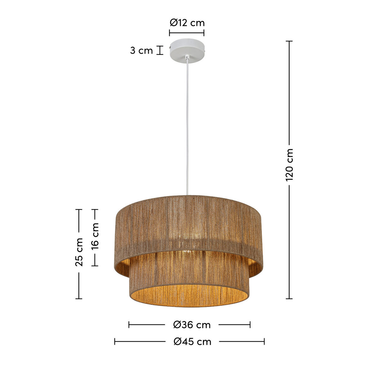 TAKLAMPA 45/27 cm  - vit/brun, Natur, metall/textil (45/27cm) - Novel