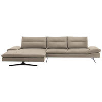 ECKSOFA in Echtleder Greige  - Greige/Schwarz, Modern, Leder/Metall (158/342cm) - Chilliano
