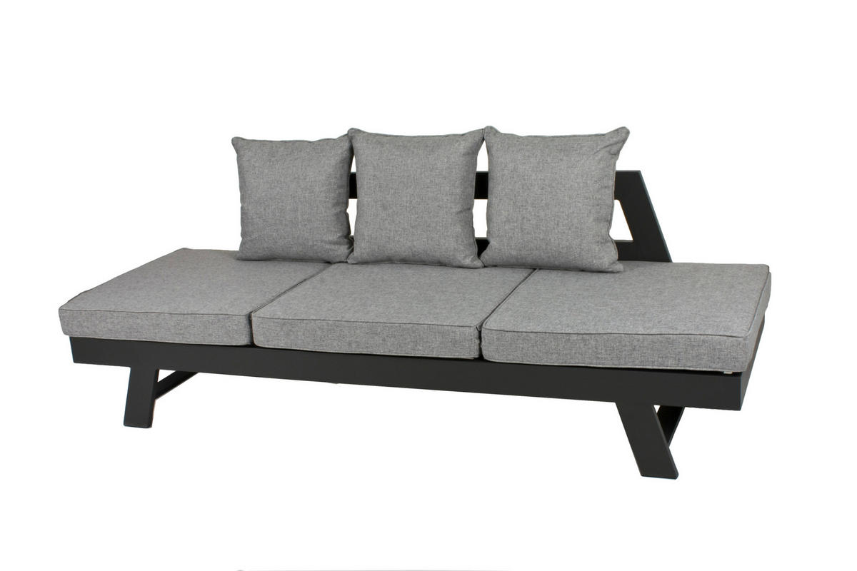 LOUNGEGARNITUR   216/70/74 cm Aluminium  - Schwarz/Grau, Basics, Kunststoff/Textil (216/70/74cm) - Gardenson