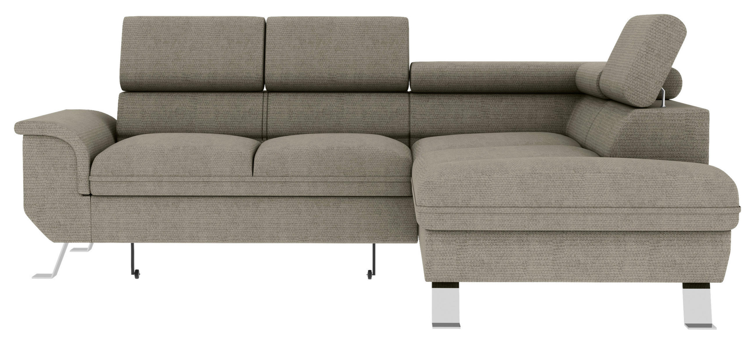 ECKSOFA Greige Struktur  - Greige/Silberfarben, KONVENTIONELL, Textil/Metall (268/207cm) - Carryhome