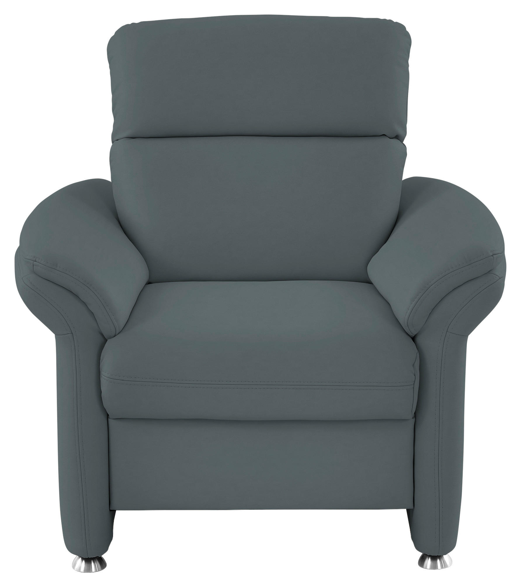 SESSEL in Echtleder Blau, Grau  - Blau/Alufarben, KONVENTIONELL, Leder/Metall (98/96/92cm) - Beldomo Premium