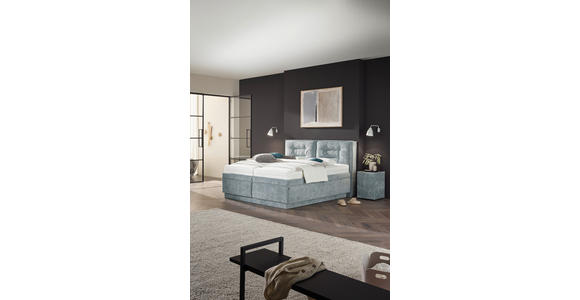POLSTERBETT Bettkasten, Lattenroste, Matratzen 180/200 cm  in Blaugrau  - Blaugrau/Weiß, KONVENTIONELL, Holz/Textil (180/200cm) - Dieter Knoll