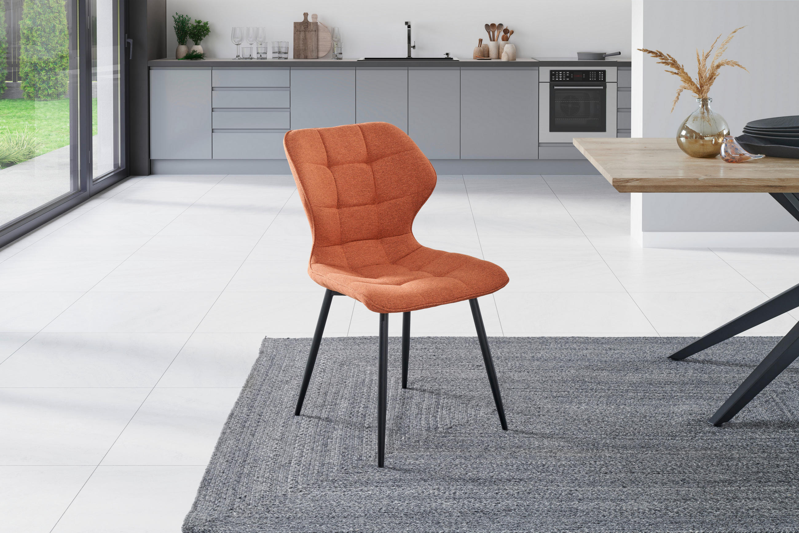 STUHL  in Eisen Webstoff Textil, Holz, Metall  - Cognac/Schwarz, LIFESTYLE, Holz/Textil (47/82/59cm) - Livetastic