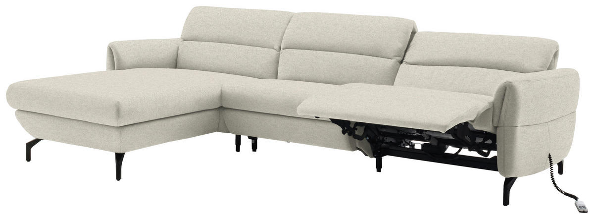 ECKSOFA Creme Chenille  - Creme/Schwarz, Design, Textil/Metall (187/299cm) - Schöner Wohnen
