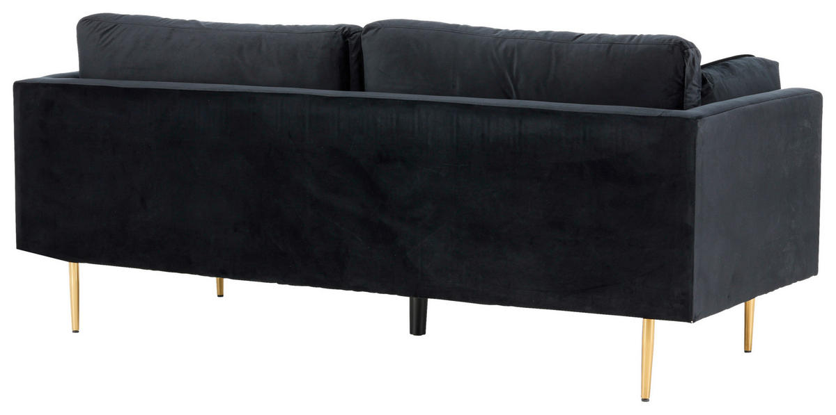 2-SITZER-SOFA in Schwarz, Goldfarben  - Goldfarben/Schwarz, Design, Textil/Metall (203/84/90cm) - Livetastic