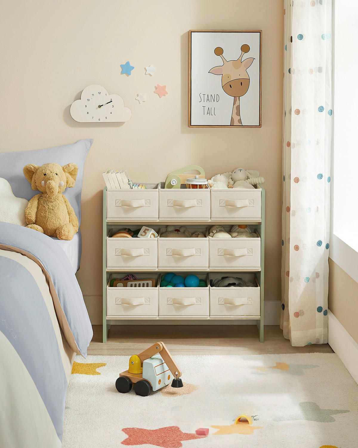KINDERREGAL 62,5/60/29,5 cm  - Beige/Grün, MODERN, Holzwerkstoff/Textil (62,5/60/29,5cm) - MID.YOU