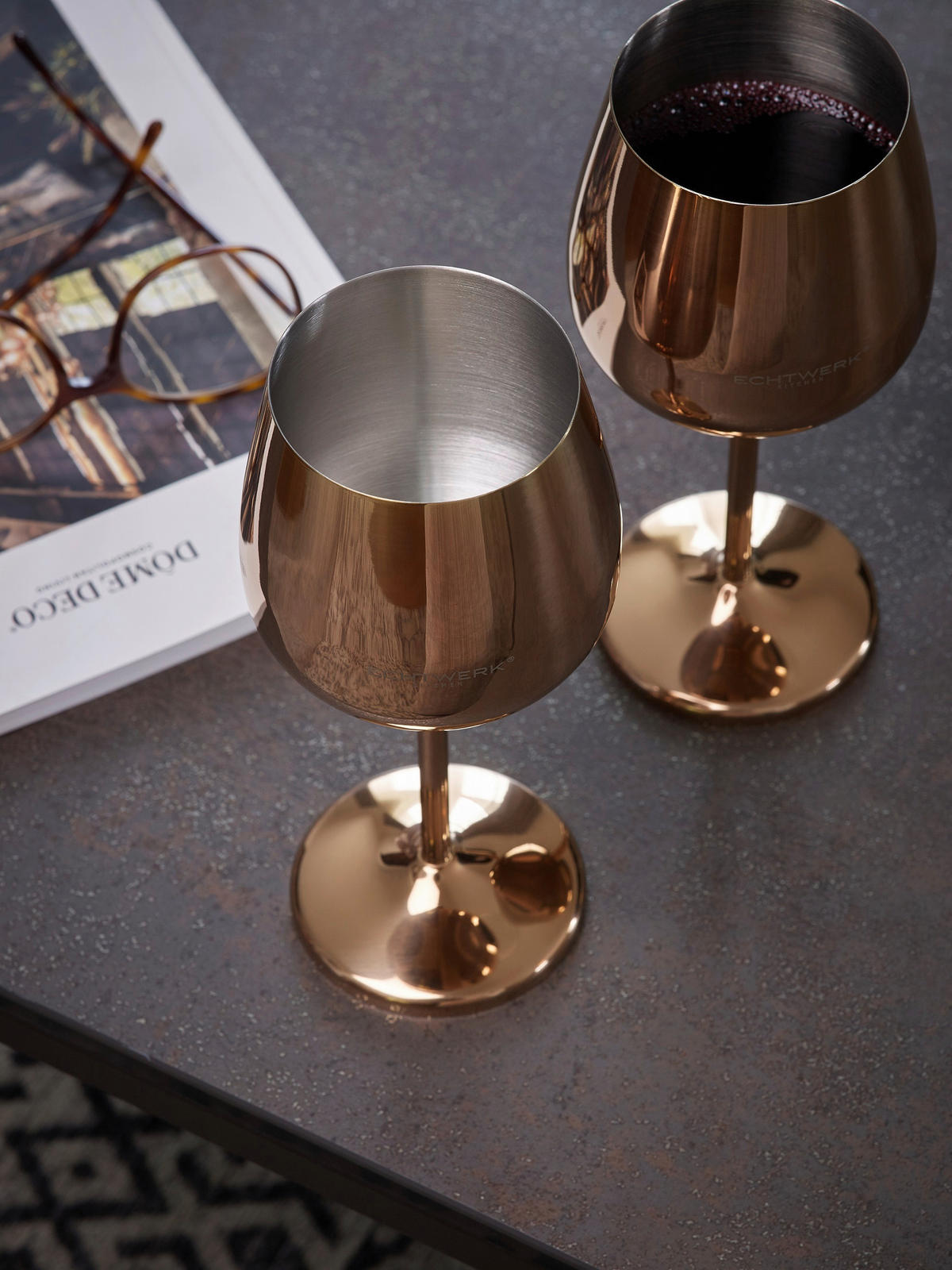 VINGLAS 500 ml 2 delar  - kopparfärgad, Basics, metall (9,3/4,5/21cm) - Echtwerk