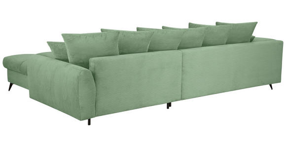 ECKSOFA Pastellgrün Cord Rückenkissen, Armlehnenkissen, Rücken echt  - Pastellgrün/Schwarz, KONVENTIONELL, Textil/Metall (332/231cm) - Carryhome
