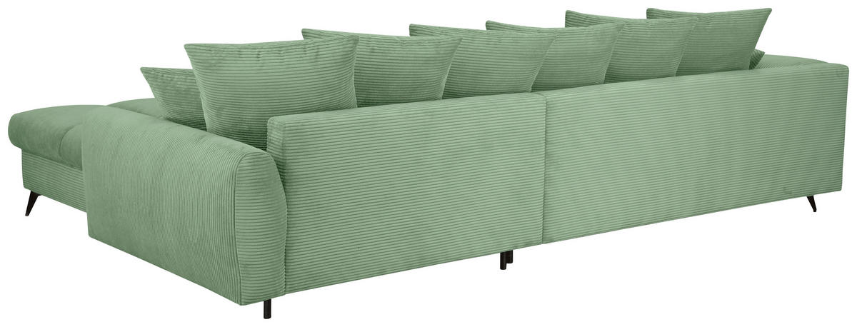 ECKSOFA Pastellgrün Cord Rückenkissen, Armlehnenkissen, Rücken echt  - Pastellgrün/Schwarz, KONVENTIONELL, Textil/Metall (332/231cm) - Carryhome
