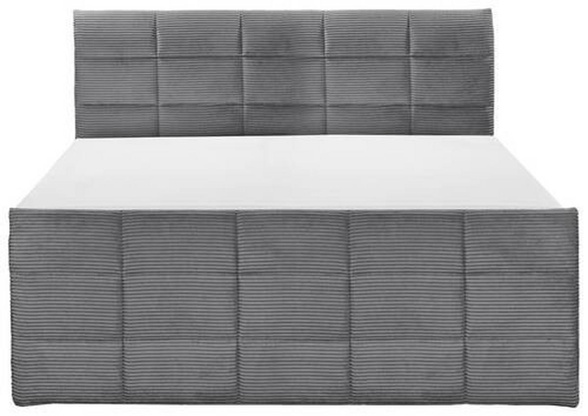BOXSPRINGBETT 180/200 cm,  in Dunkelgrau, gepolstertes Kopfteil, Bettkasten, Topper, Matratzen, Wendematratze mit unterschiedlichen Härtegraden, H3 + H4 = fest + sehr fest  - Dunkelgrau/Schwarz, MODERN, Holzwerkstoff/Kunststoff (180/200cm) - MID.YOU