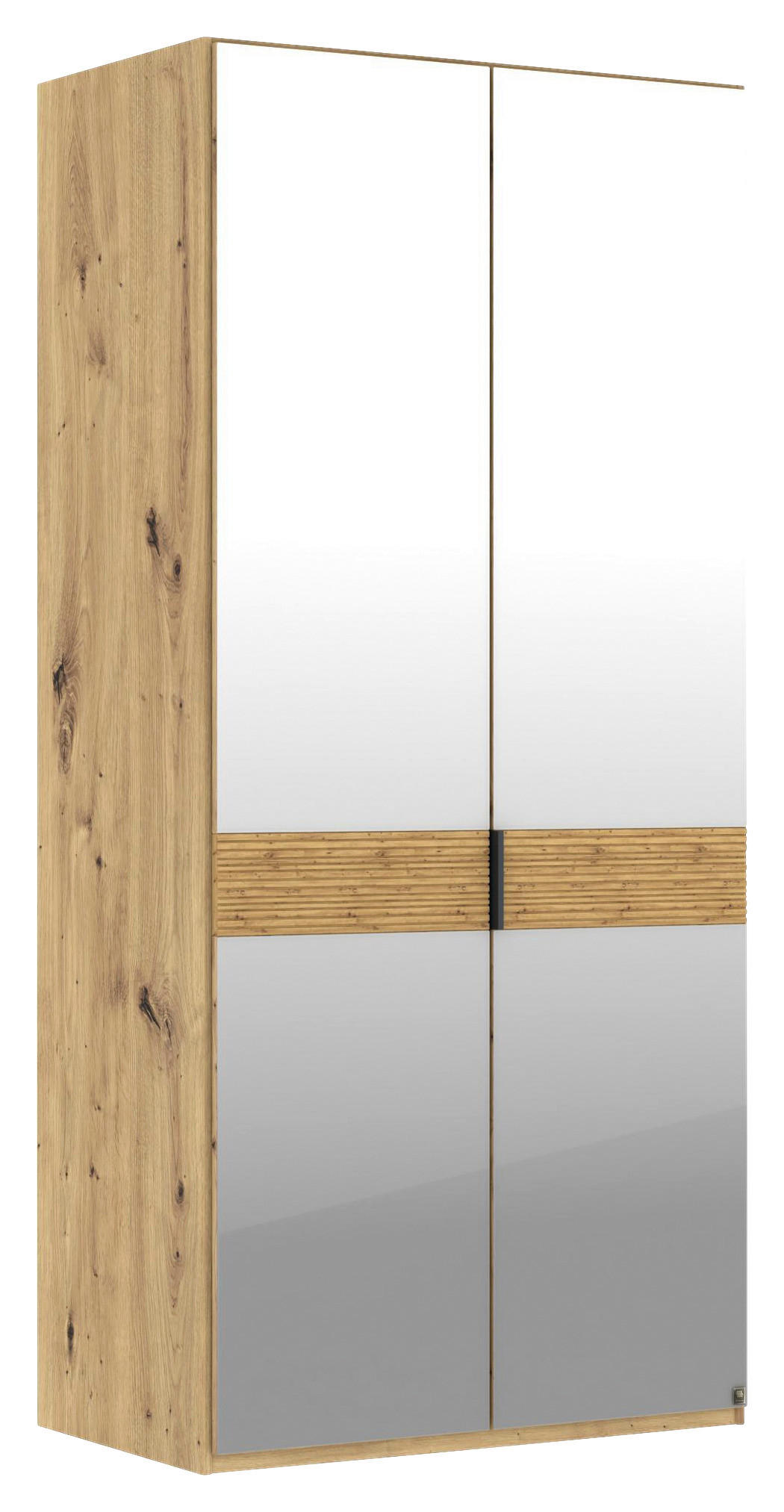 DREHTÜRENSCHRANK 100/216/58 cm,  in Eiche Bianco, 2 Tür(en)  - Schieferfarben/Eiche Bianco, Design, Glas/Holz (100/216/58cm) - Musterring