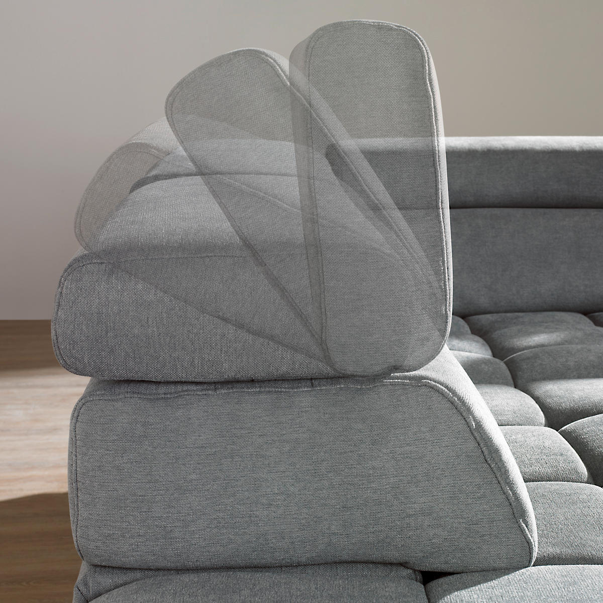 ECKSOFA in Chenille Hellgrau  - Chromfarben/Hellgrau, Design, Textil/Metall (323/222cm) - Beldomo Style