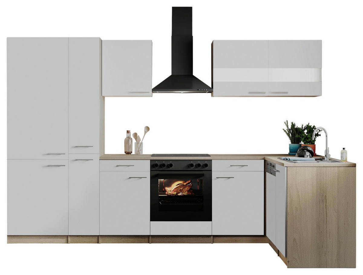 HÖRNKÖK 310/172 cm  i vit  - stålfärgad/vit, Basics, metall/trämaterial (310/172cm) - Respekta