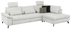 ECKSOFA Ecru Cord, Velours  - Ecru/Schwarz, Design, Textil/Metall (291/197cm) - Beldomo Style