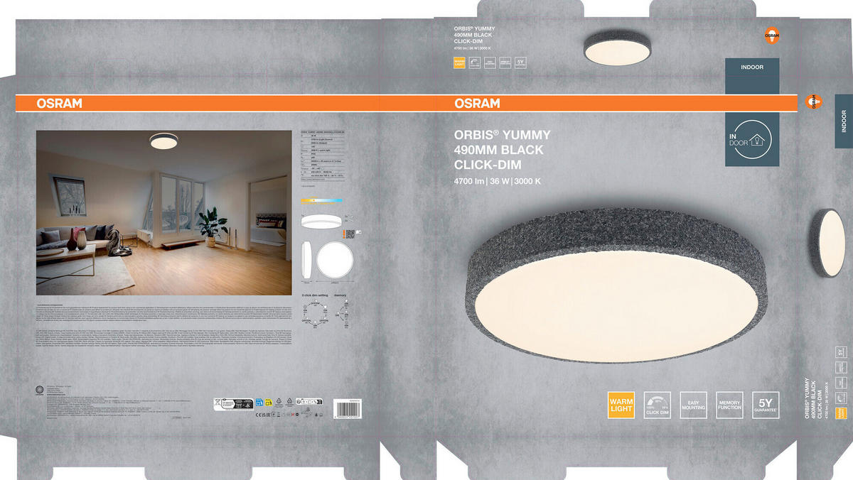 LED-DECKENLEUCHTE 49/7 cm   - Basics, Metall (49/7cm) - Osram