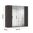 DREHTÜRENSCHRANK 251/235/61 cm,  in Graphitfarben, 5-türig  - Graphitfarben, Basics, Glas/Holzwerkstoff (251/235/61cm) - Novel