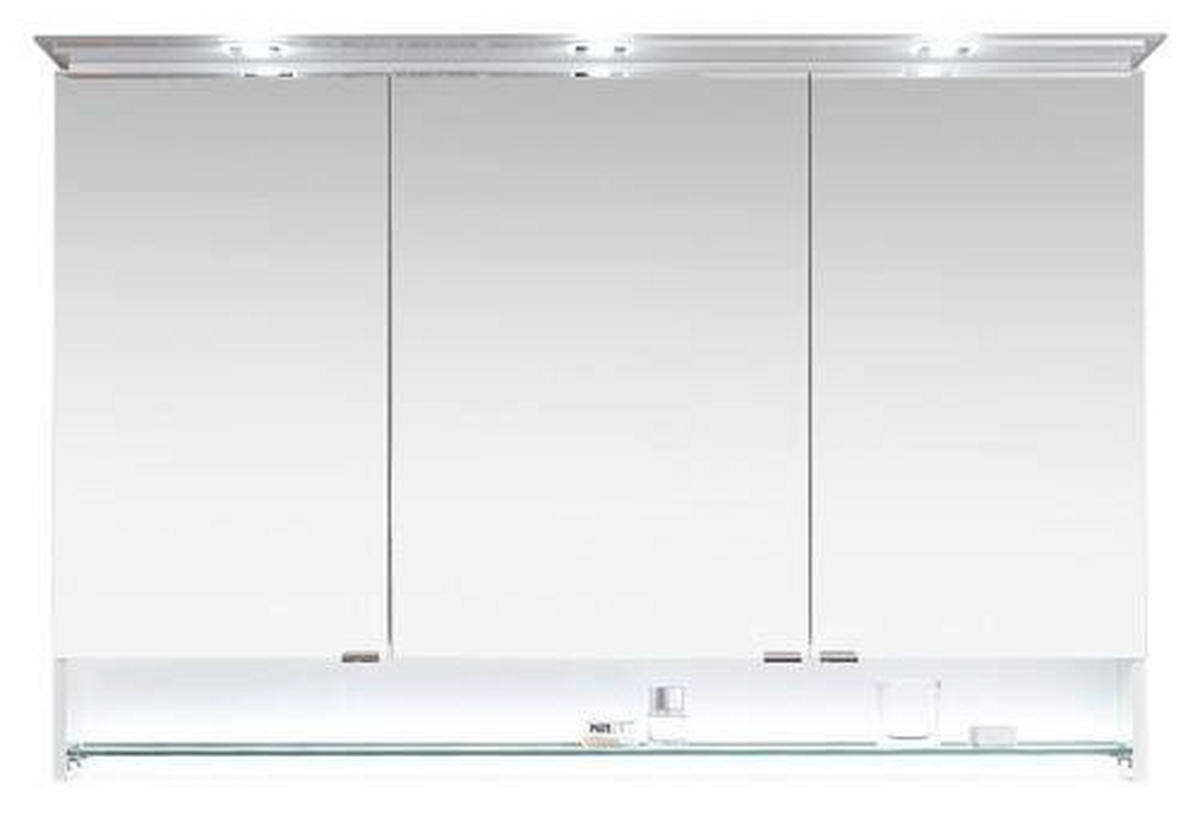 SPIEGELSCHRANK 130/86,8/16 cm  - Chromfarben/Weiß Hochglanz, Design, Glas/Holzwerkstoff (130/86,8/16cm) - Leonardo Living