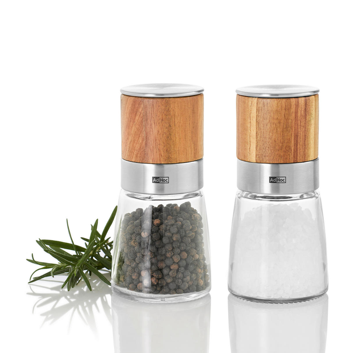 SALZ- UND PFEFFERMÜHLE AKSIA  - Design, Glas/Holz (6,5/13,5cm) - AdHoc