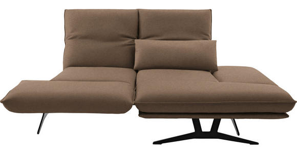 ECKSOFA in Echtleder Greige 210/130 cm - Greige/Schwarz, Design, Leder/Metall (210/130cm) - Dieter Knoll