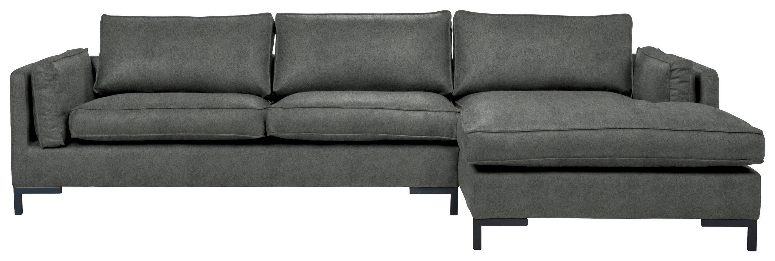 ECKSOFA Grün Lederlook  - Schwarz/Grün, Design, Textil/Metall (295/160cm) - Livetastic