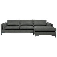 ECKSOFA Grün Lederlook  - Schwarz/Grün, Design, Textil/Metall (295/160cm) - Livetastic
