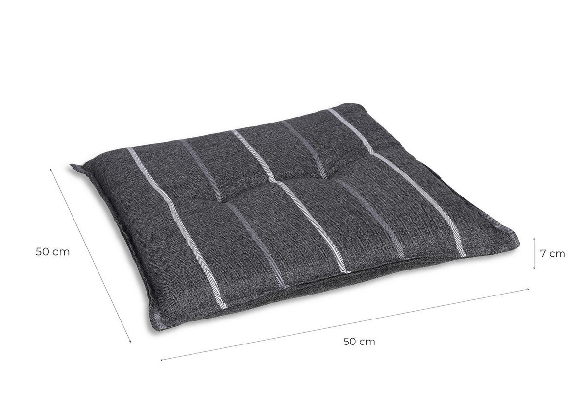 GARTENSITZKISSENSET in Anthrazit Streifen  - Anthrazit, Basics, Textil (50/7/50cm)