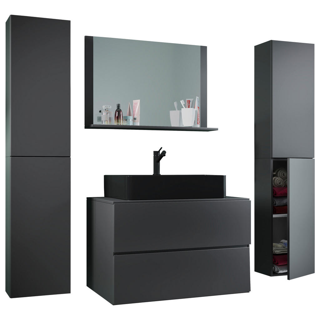 Badmöbel-set 5-tlg. Lendas 147cm Schwarz
