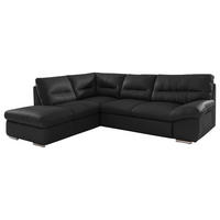 ECKSOFA in Echtleder Schwarz  - Chromfarben/Schwarz, Design, Leder/Metall (216/268cm) - Livetastic