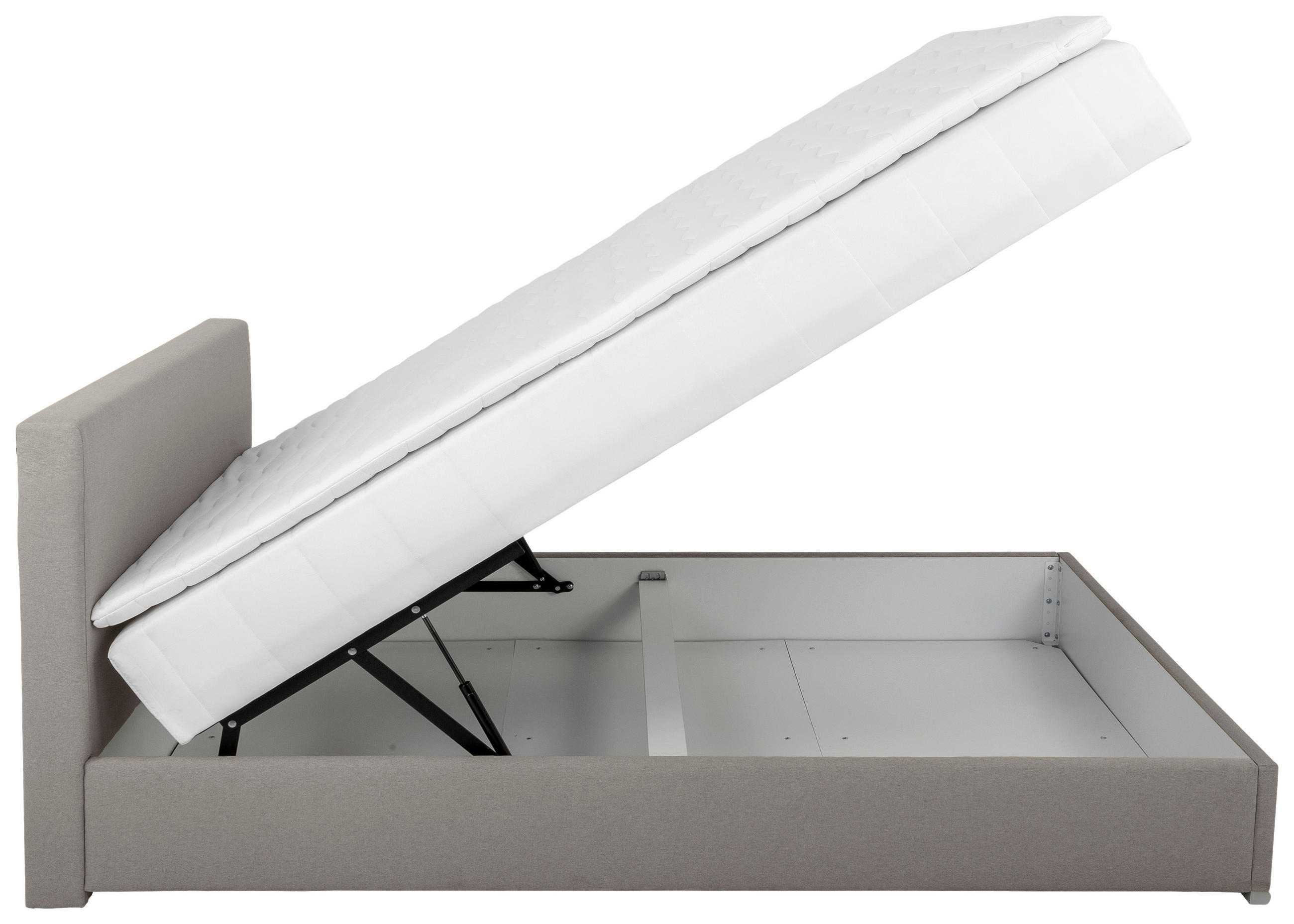 POLSTERBETT Bettkasten, Topper 140/200 cm  in Taupe  - Taupe/Chromfarben, KONVENTIONELL, Holz/Kunststoff (140/200cm) - MID.YOU