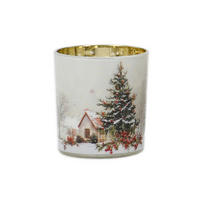 TEELICHTGLAS - Waldgrün/Rot, LIFESTYLE, Glas (7,3/8cm) - X-Mas