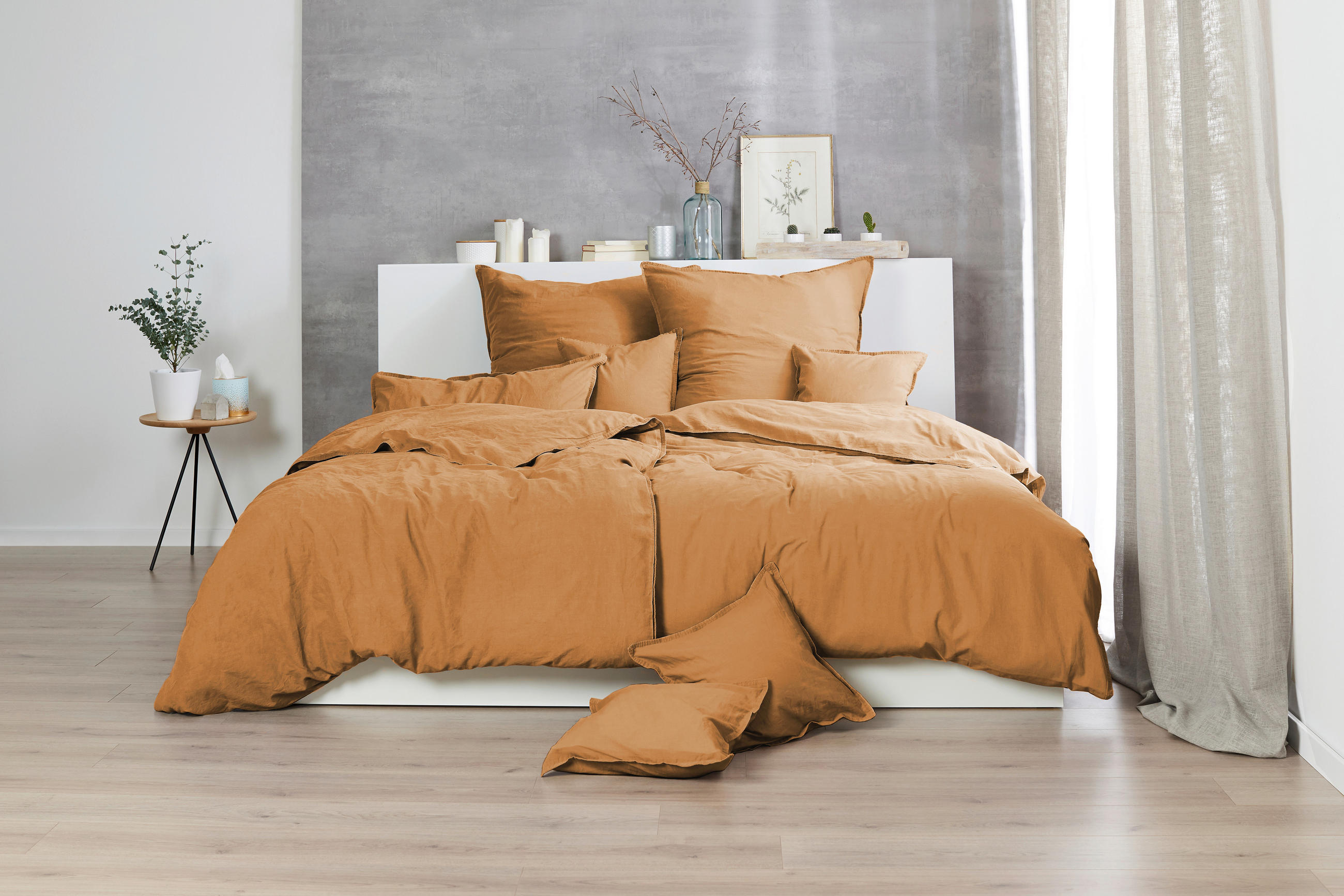 BETTWÄSCHE Renforcé 155/220 cm  - Currygelb, Basics, Textil (155/220cm)