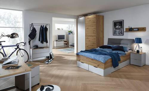 KOMMODE 80/119/42 cm  in Grau, Eichefarben  - Eichefarben/Alufarben, Trend, Holzwerkstoff/Kunststoff (80/119/42cm) - Stylife