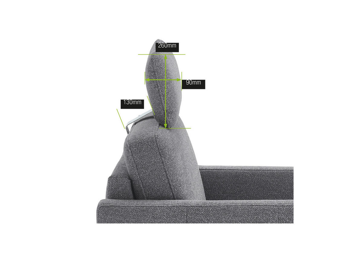 ECKSOFA Mikrofaser Grau  - Schwarz/Grau, Design, Textil/Metall (255/218cm) - Elegando