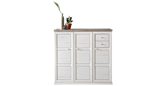 SCHUHSCHRANK Grau, Weiß - Weiß/Grau, LIFESTYLE, Holzwerkstoff/Kunststoff (133,4/123,2/42,5cm) - Hom`in