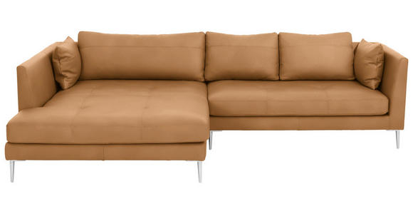 WOHNLANDSCHAFT in Leder Braun - Chromfarben/Braun, Design, Leder (180/280cm) - Voleo