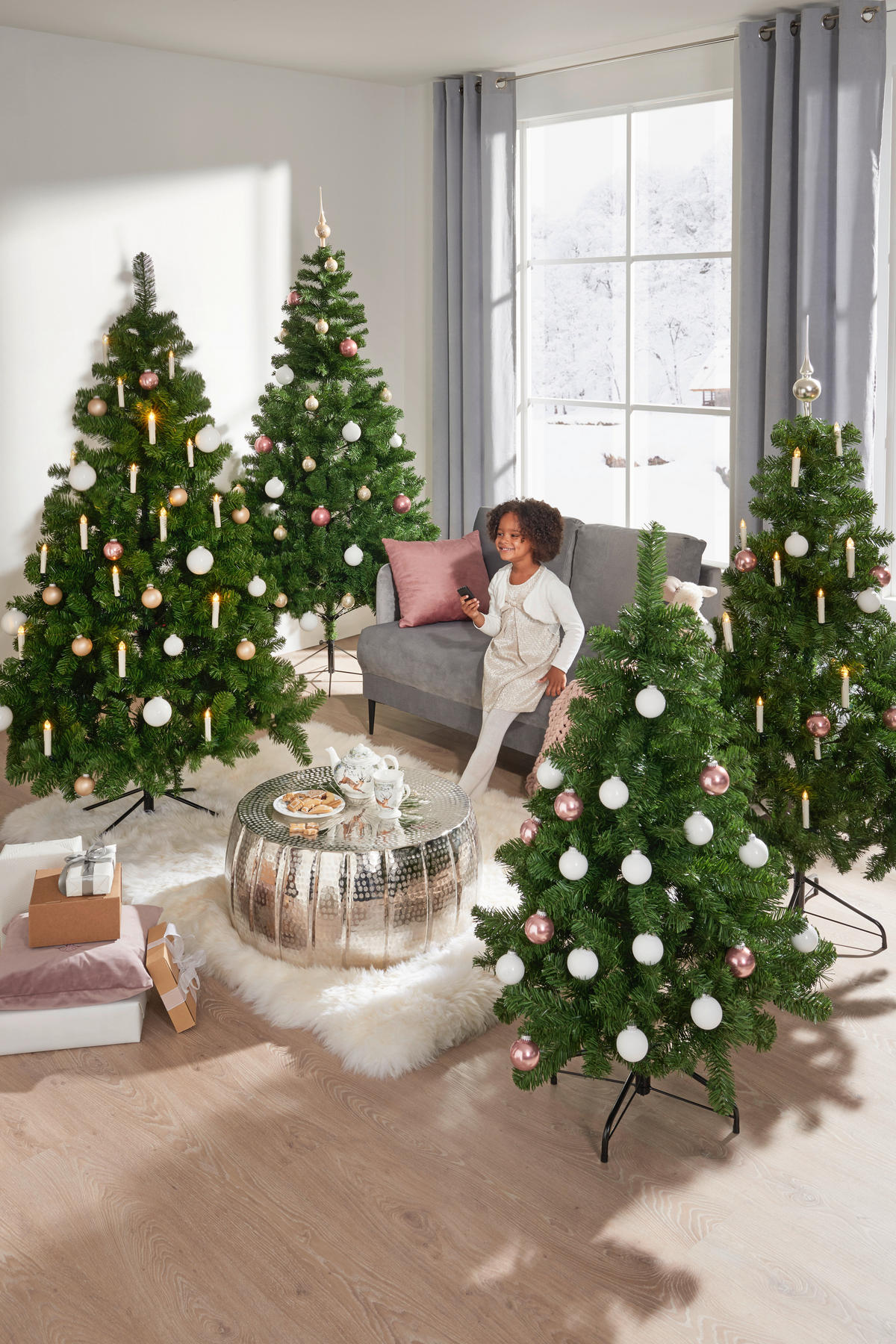 LED-KERZENSET  - Dunkelgrün/Transparent, KONVENTIONELL, Kunststoff/Metall (1,5cm) - X-Mas