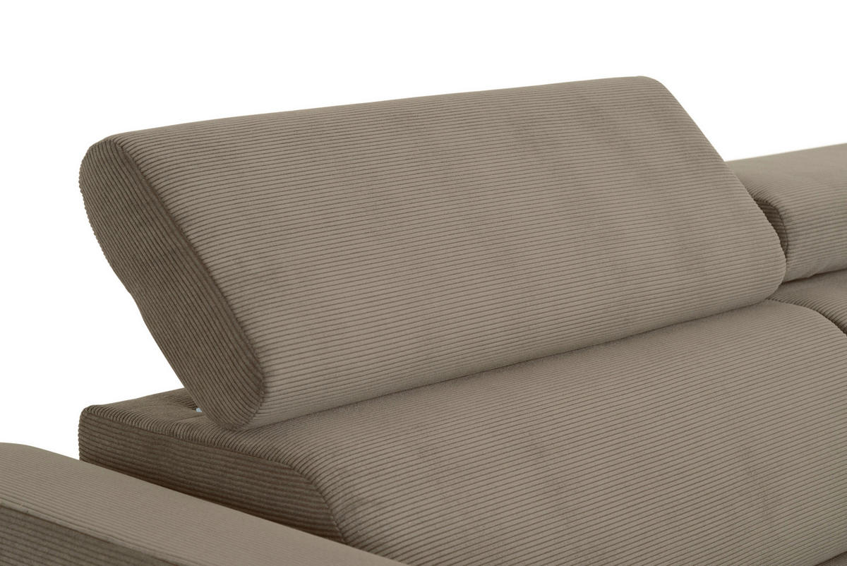 ECKSOFA in Feincord Graubraun  280/205 cm  - Graubraun/Schwarz, Design, Textil/Metall (280/205cm) - Xora