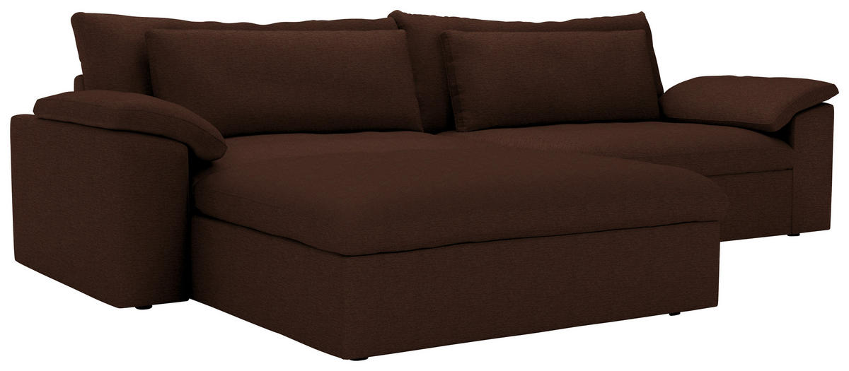 ECKSOFA  Chenille Dunkelbraun  - Dunkelbraun/Schwarz, Modern, Kunststoff/Textil (198/306cm) - Carryhome
