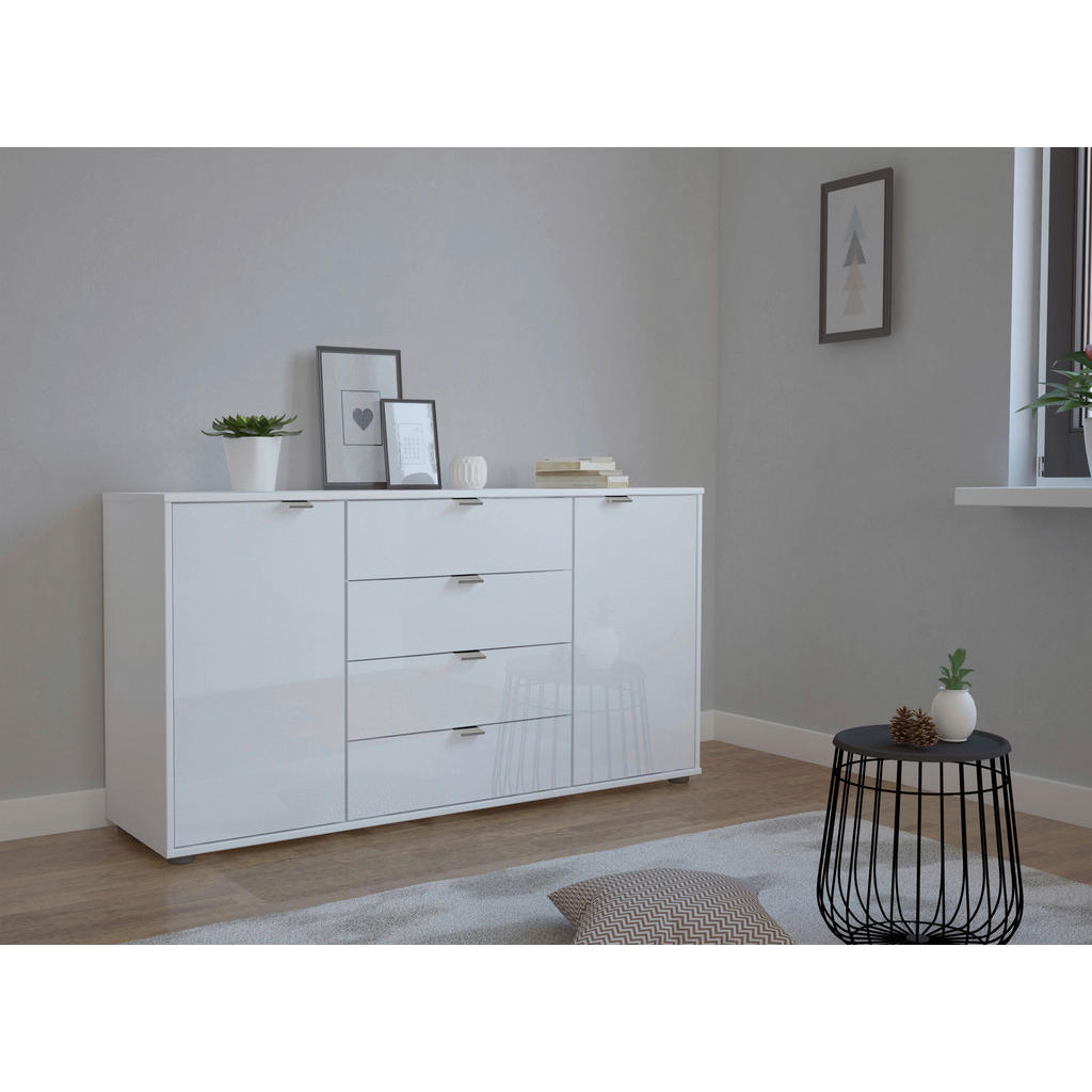 Thumbnail - Dieter Knoll Sideboard, Weiß, Holzwerkstoff, 2 Fächer, 4 Schubladen, 140x70x43 cm, Made in Germany, Goldenes M, ISO 9001...