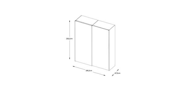 SCHWEBETÜRENSCHRANK 200/240/68 cm 2-türig  - Chromfarben/Weiß, Basics, Glas/Holzwerkstoff (200/240/68cm) - Moderano