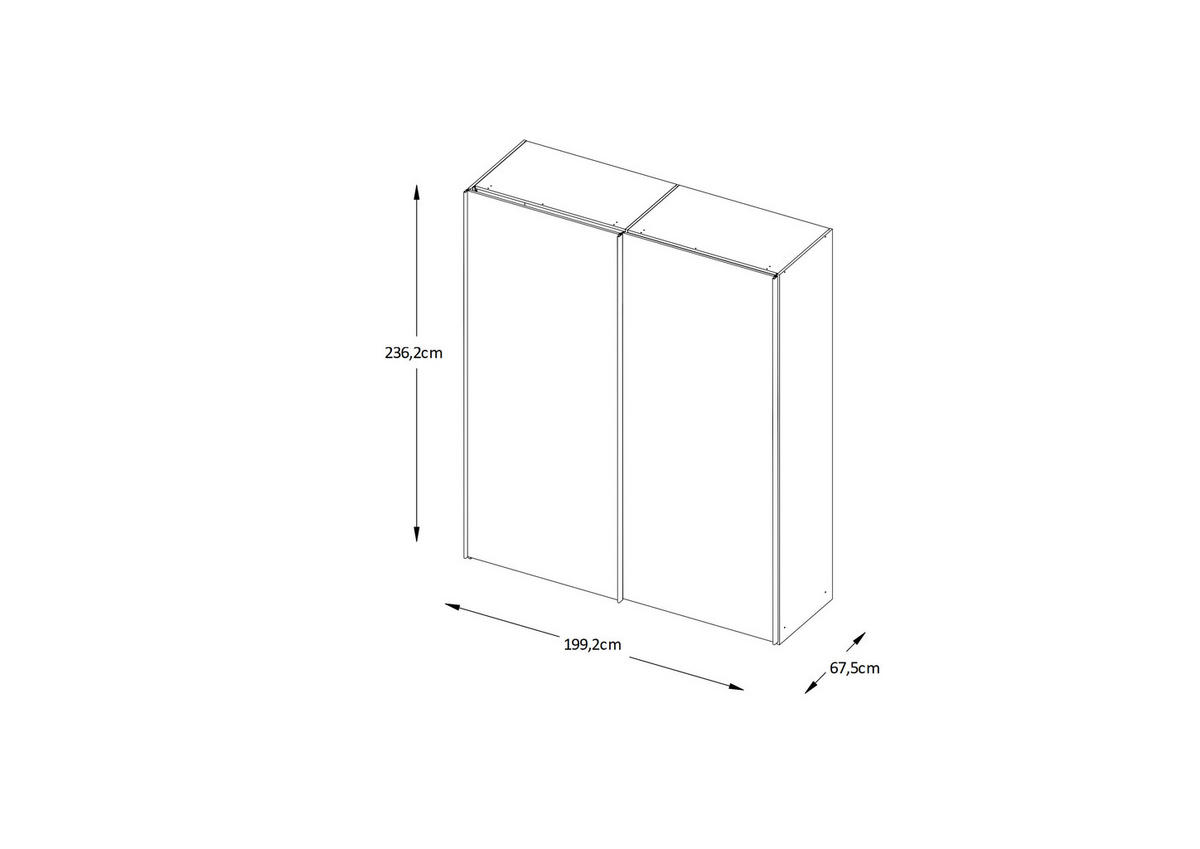 SCHWEBETÜRENSCHRANK in Weiss  - Chromfarben/Weiss, Basics, Glas/Holzwerkstoff (200/240/68cm) - Moderano