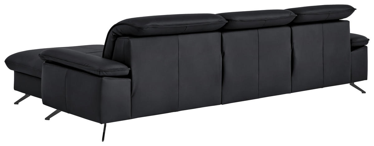 ECKSOFA  Echtleder Anthrazit  - Anthrazit/Schwarz, Design, Leder/Metall (307/169cm) - Beldomo Premium